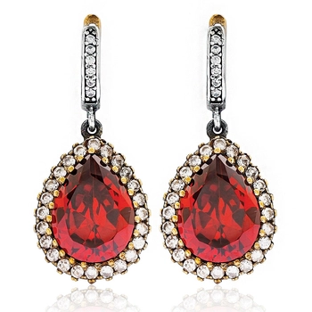 Klasyczne srebrne kolczyki z granatem