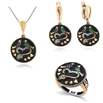 Srebrny komplet Wieczór w Stambule - Szmaragdowa Noc