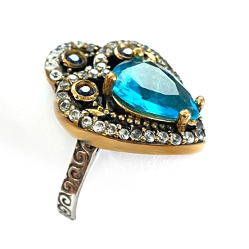 Błękitne dzwonki sułtanki Hatice - pierścionek srebrny - Outlet