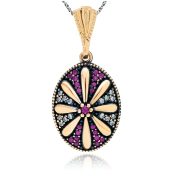 Srebrny naszyjnik Fiołkowe mozaiki - Wieczór w Stambule