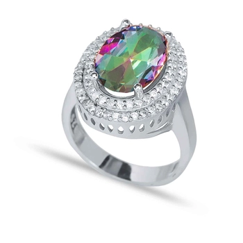 Srebrny pierścionek z mistycznym topazem