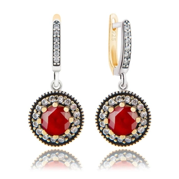 Srebrne kolczyki z rubinem