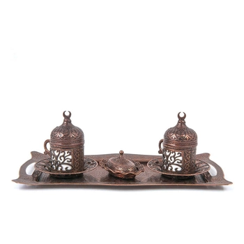 Orientalny turecki serwis kawowy w kolorze miedzianym
