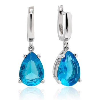 Kolczyki srebrne z błękitny topazem