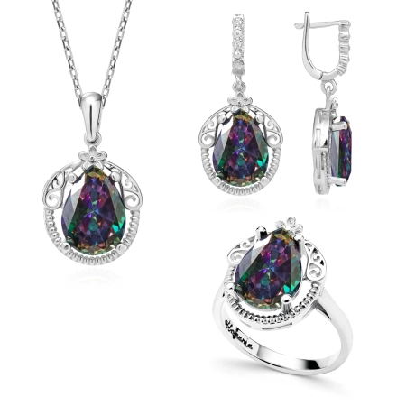 Komplet srebrny z mistycznym topazem Sułtanki Halime