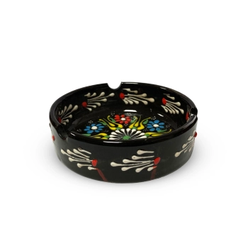 Popielniczka ceramiczna czarna ręcznie malowana
