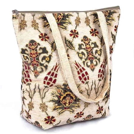 Beżowa materiałowa torba z tureckim wzorem
