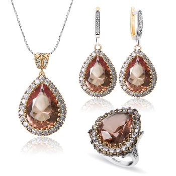 Srebrny komplet Hurrem z sułtanitem i cyrkoniami