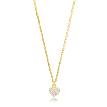 Pozłacany naszyjnik z sercem i cyrkoniami ze srebra 925