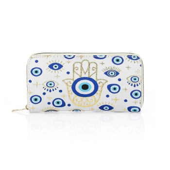 Portfel damski duży, tkana ręka Fatimy, na karty, dwukomorowy