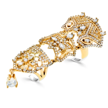 Pierścionek ze srebra 925 na cały palec, regulowany, 3-częściowy