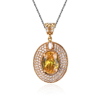 Naszyjnik srebrny z cytrynem w stylu ottomańskim