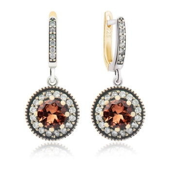 Okrągłe kolczyki z zultanitem - srebro 925