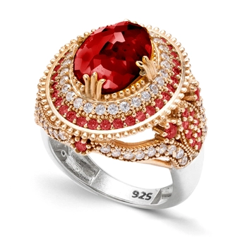 Srebrny pierścionek z granatem "Sułtanki Mihrimah"