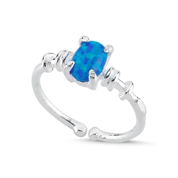 Srebrny pierścionek z owalnym opalem - regulowany