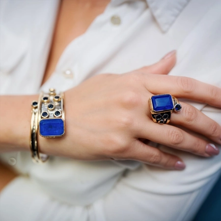 Srebrna bransoletka z szafirowym turmalinem paraiba - Wyprawa przez orient