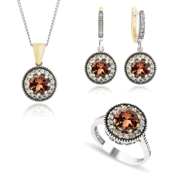 Okrągły komplet z zultanitem - srebro 925