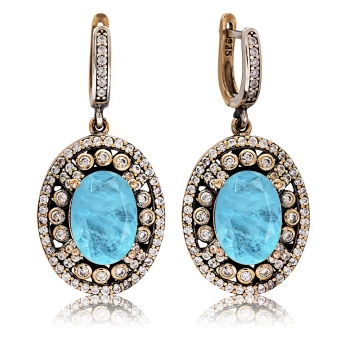 Osmański turmalin paraiba Sułtanki Kosem - kolczyki srebrne