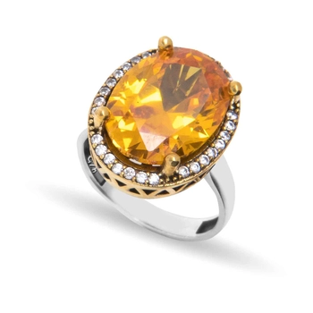 Srebrny pierścień z cytrynem - owalny kształt