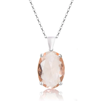 Owalny naszyjnik srebrny z morganitem