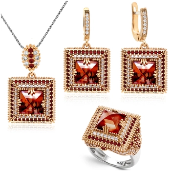 Komplet srebrny Sułtanki Mihrimah z granatem