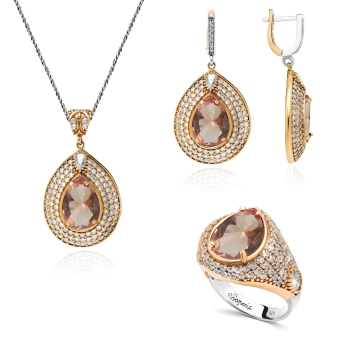 Srebrny komplet z zultanitem w stylu ottomańskim