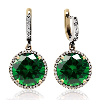 Okrągłe kolczyki ze szmaragdem - srebro 925