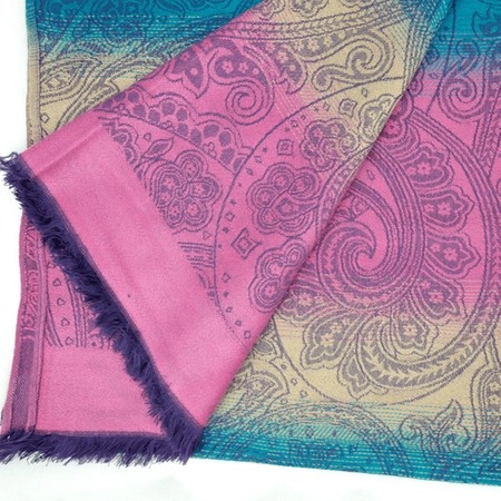 Szal z kaszmiru, turecki w odcieniach różu