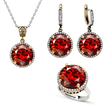 Komplet z granatem - srebro 925