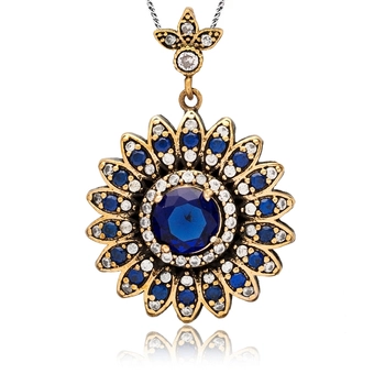 Szafirowe płatki sułtanki Hatice - naszyjnik srebrny