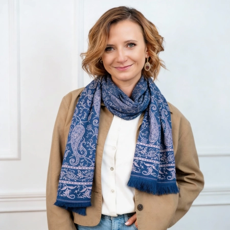 Jedwabny szal - Orientalny Granat