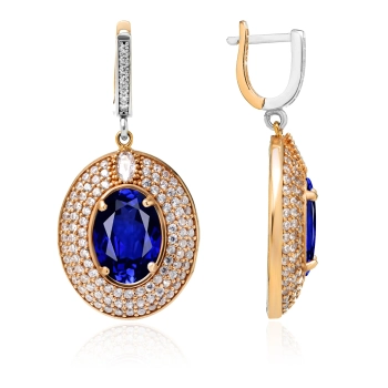 Kolczyki srebrne z szafirem w stylu ottomańskim