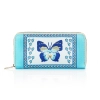 Portfel na zamek, dwukomorowy, błękitny, z orientalnym wzorem, damski