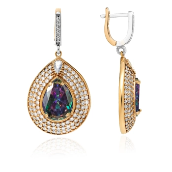 Srebrne kolczyki z mistycznym topazem w stylu ottomańskim