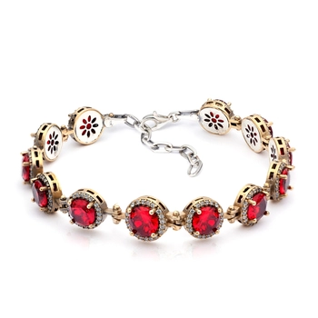 Srebrna bransoletka z okrągłym granatem