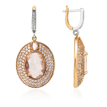 Kolczyki srebrne z morganitem w stylu ottomańskim