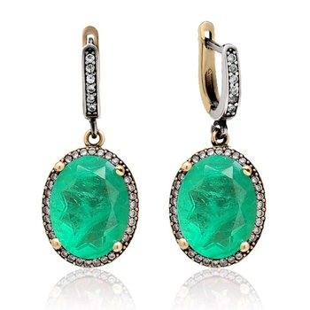 Kolczyki srebrne z turmalinem PARAIBA w kolorze mgły zielonej