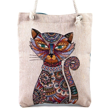 Gobelinowa torba z kocim motywem