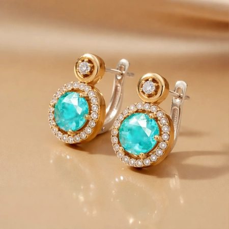 Komplet biżuterii z zielonym turmalinem Paraiba