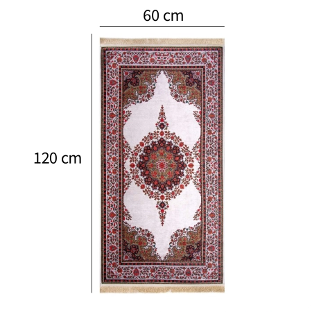 Dywan orientalny 60x120 cm jasny z czerwonym medalionem