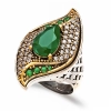 Pierścionek srebrny w orientalnym stylu ze szmaragdem