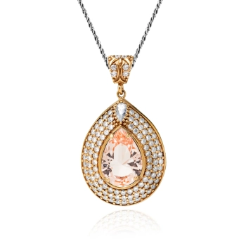 Srebrny naszyjnik z morganitem w stylu ottomańskim