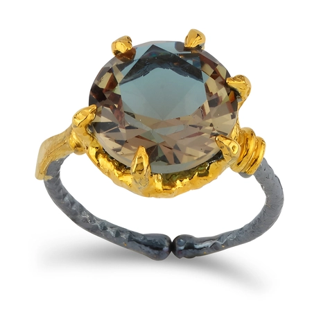 Srebrny pierścionek z zultanitem - W złotych szponach orientu