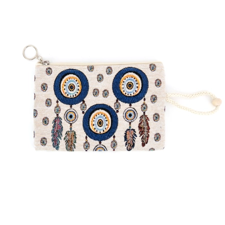 Gobelinowa saszetka z wzorem Oka Proroka i łapaczy snów