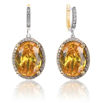 Srebrne kolczyki z cytrynem - owalny kształt