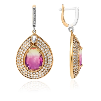 Srebrne kolczyki z ametrynem w stylu ottomańskim