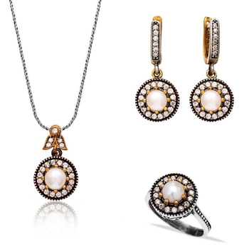 Srebrny komplet z perłami