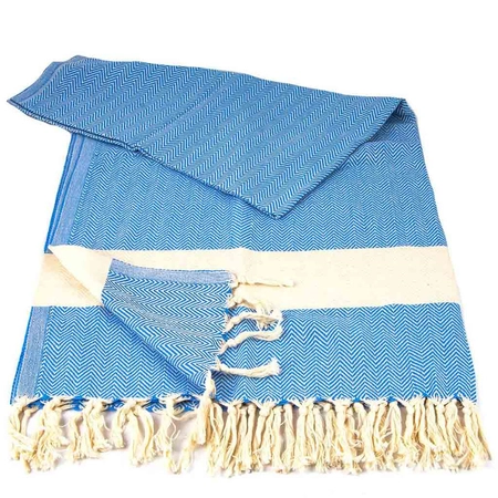 Niebieski miękki ręcznik Peshtemal