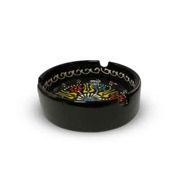 Popielniczka ceramiczna turecka - czarna, ręcznie malowana