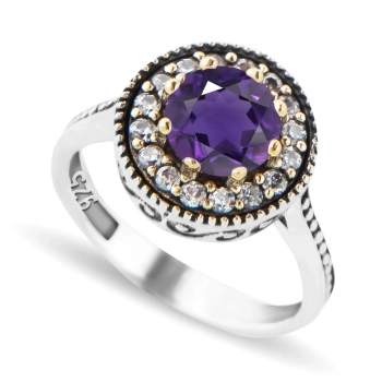 Orientalny pierścień z ametystem
